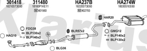 Klarius 420171U - Система выпуска ОГ autosila-amz.com