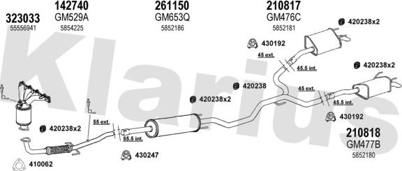 Klarius 391884E - Система выпуска ОГ autosila-amz.com