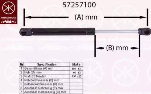 Klokkerholm 57257100 - Газовая пружина, упор autosila-amz.com