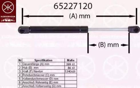 Klokkerholm 65227120 - Газовая пружина, упор autosila-amz.com