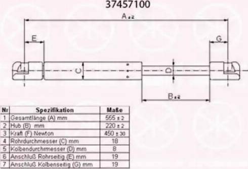 Klokkerholm 37457100 - Газовая пружина, упор autosila-amz.com