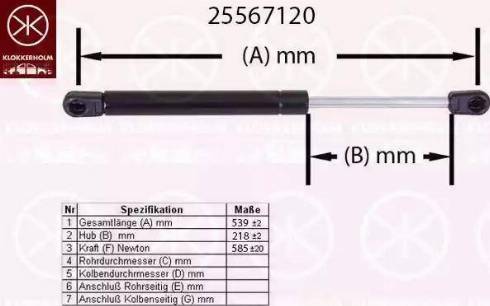 Klokkerholm 25567120 - Газовая пружина, упор autosila-amz.com