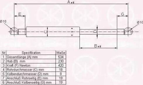 Klokkerholm 25307120 - Газовая пружина, упор autosila-amz.com