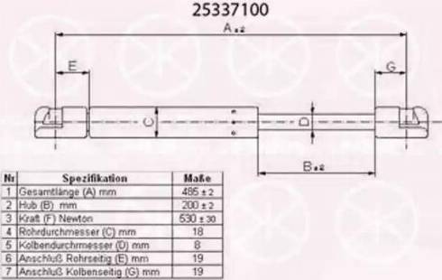 Klokkerholm 25337100 - Газовая пружина, упор autosila-amz.com