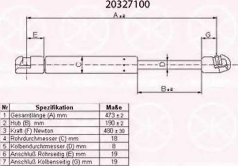 Klokkerholm 20327100 - Газовая пружина, упор autosila-amz.com