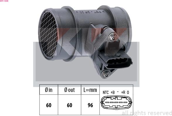 KW 491 038 - Датчик потока, массы воздуха autosila-amz.com