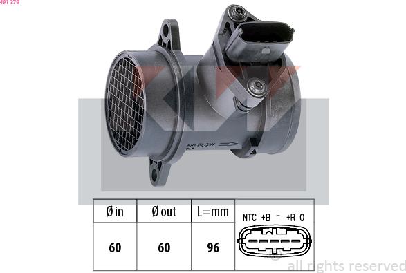 KW 491 379 - Датчик потока, массы воздуха autosila-amz.com