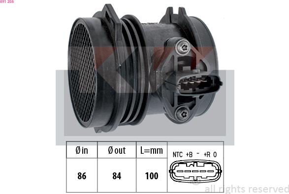 KW 491 256 - Датчик потока, массы воздуха autosila-amz.com