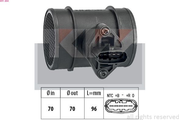 KW 491 264 - Датчик потока, массы воздуха autosila-amz.com