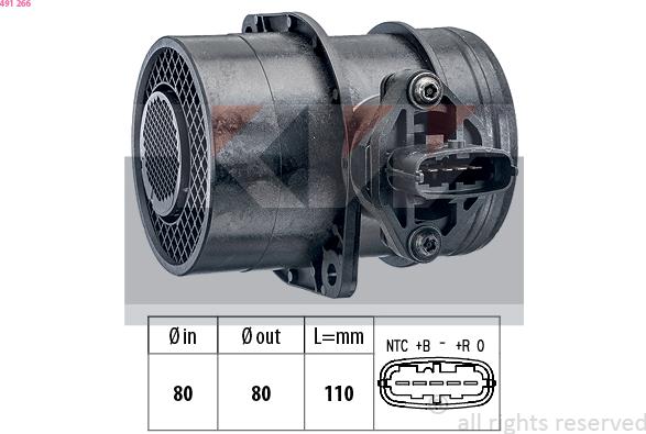 KW 491 266 - Датчик потока, массы воздуха autosila-amz.com