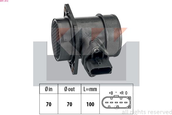 KW 491 212 - Датчик потока, массы воздуха autosila-amz.com