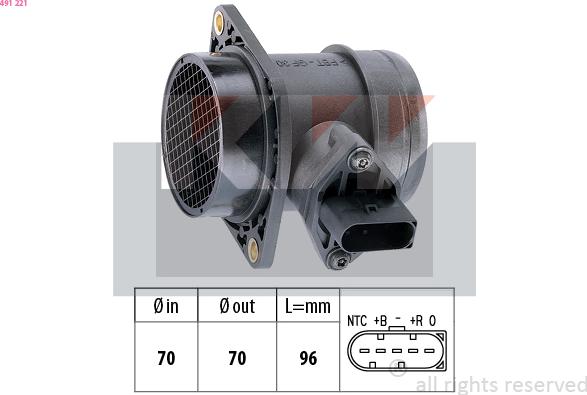 KW 491 221 - Датчик потока, массы воздуха autosila-amz.com