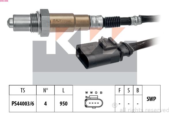 KW 498 498 - Лямбда-зонд, датчик кислорода autosila-amz.com
