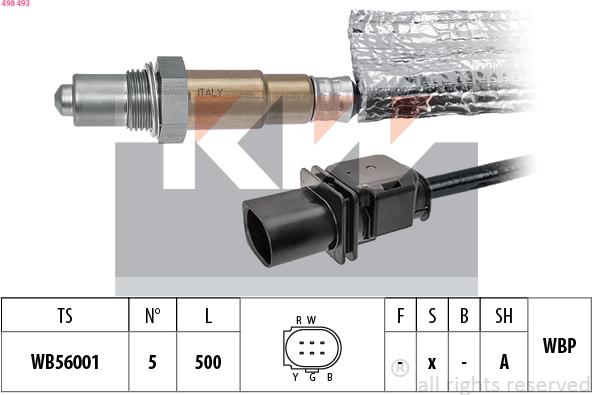 KW 498 493 - Лямбда-зонд, датчик кислорода autosila-amz.com