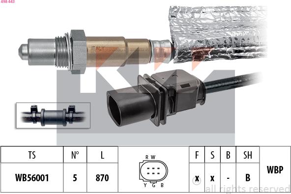 KW 498 443 - Лямбда-зонд, датчик кислорода autosila-amz.com