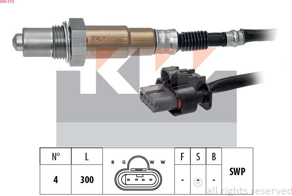 KW 498 510 - Лямбда-зонд, датчик кислорода autosila-amz.com