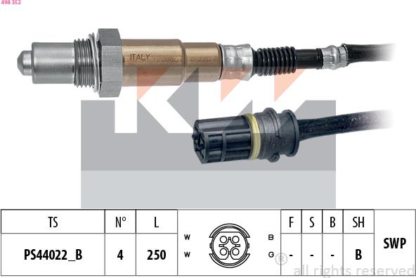 KW 498 352 - Лямбда-зонд, датчик кислорода autosila-amz.com