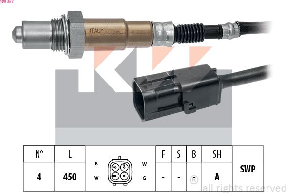 KW 498 357 - Лямбда-зонд, датчик кислорода autosila-amz.com
