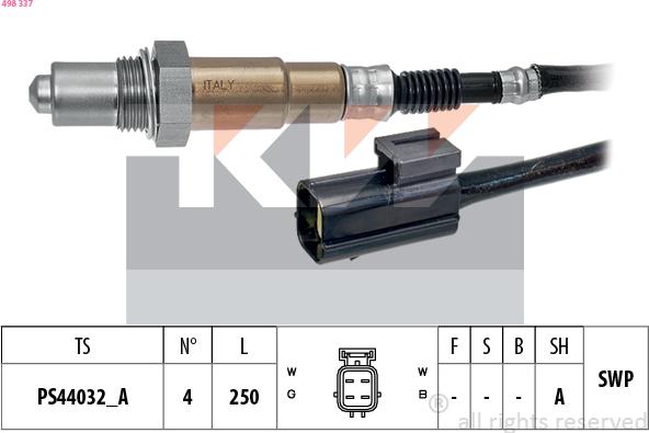 KW 498 337 - Лямбда-зонд, датчик кислорода autosila-amz.com