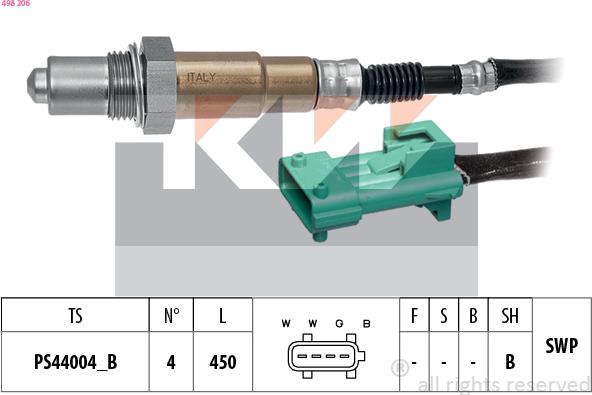 KW 498 206 - Лямбда-зонд, датчик кислорода autosila-amz.com