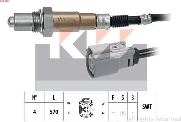 KW 498 218 - Лямбда-зонд, датчик кислорода autosila-amz.com