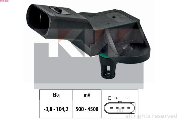 KW 493 280 - Датчик давления, усилитель тормозной системы autosila-amz.com