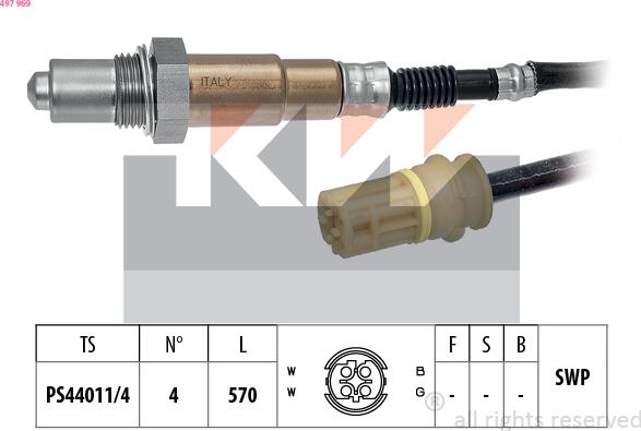 KW 497 969 - Лямбда-зонд, датчик кислорода autosila-amz.com