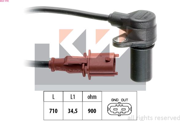 KW 453 170 - датчик импульсов Alfa 145/146/147/156/166 / Fiat Bravo/Marea/Stilo / Lancia 96> autosila-amz.com