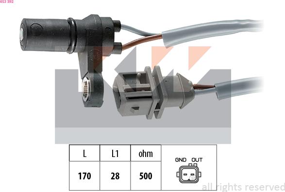 KW 453 392 - Датчик частоты вращения, автоматическая коробка передач autosila-amz.com