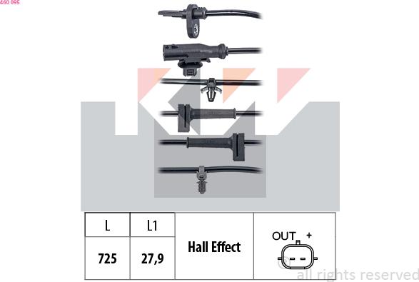KW 460 095 - Датчик ABS, частота вращения колеса autosila-amz.com