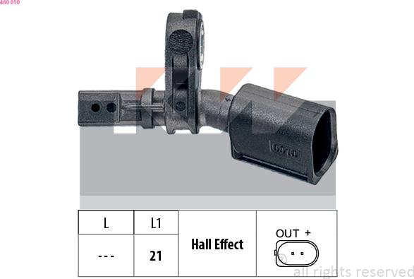 KW 460 010 - Датчик ABS, частота вращения колеса autosila-amz.com