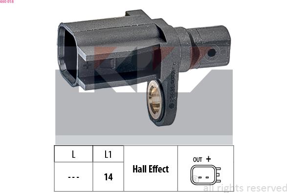 KW 460 018 - Датчик ABS, частота вращения колеса autosila-amz.com