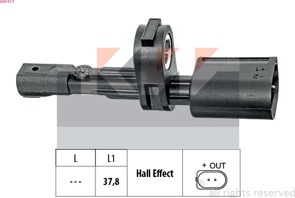 KW 460 017 - Датчик ABS, частота вращения колеса autosila-amz.com