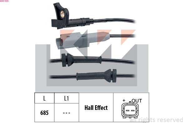 KW 460 035 - Датчик ABS, частота вращения колеса autosila-amz.com