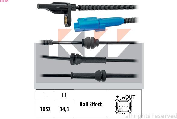 KW 460 025 - Датчик ABS, частота вращения колеса autosila-amz.com