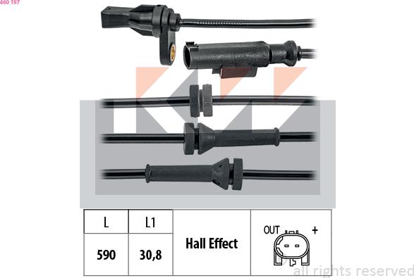 KW 460 197 - Датчик ABS, частота вращения колеса autosila-amz.com