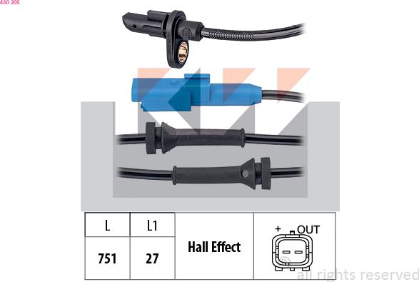 KW 460 205 - Датчик ABS, частота вращения колеса autosila-amz.com