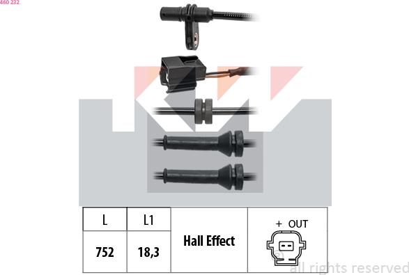 KW 460 232 - Датчик ABS, частота вращения колеса autosila-amz.com