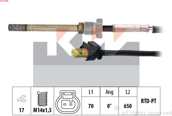 KW 422 069 - Датчик, температура выхлопных газов autosila-amz.com