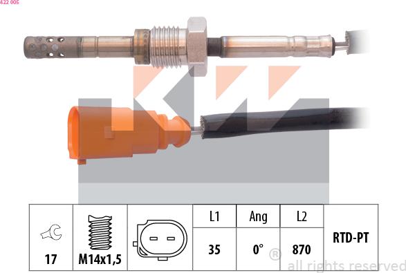 KW 422 005 - Датчик, температура выхлопных газов autosila-amz.com
