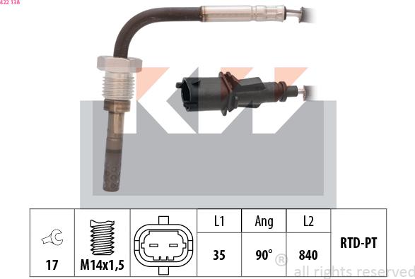 KW 422 138 - Датчик, температура выхлопных газов autosila-amz.com