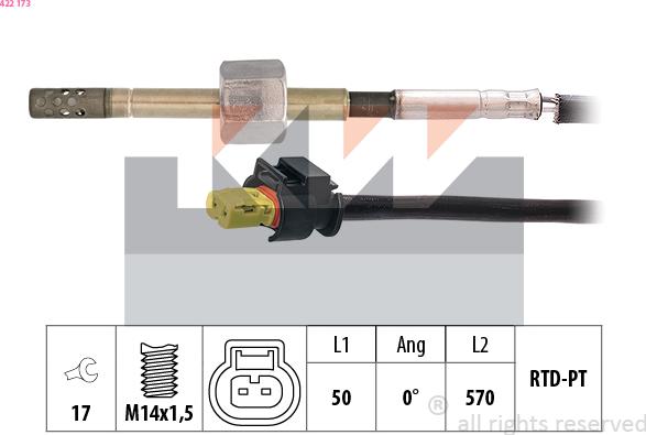 KW 422 173 - Датчик, температура выхлопных газов autosila-amz.com