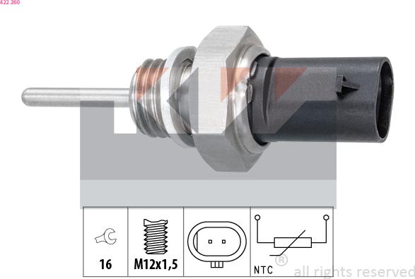 KW 422 260 - Датчик, температура выхлопных газов autosila-amz.com