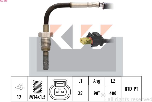 KW 422 215 - Датчик, температура выхлопных газов autosila-amz.com