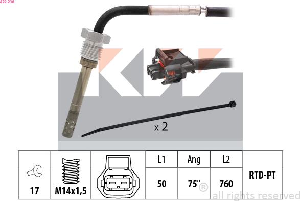 KW 422 236 - Датчик, температура выхлопных газов autosila-amz.com