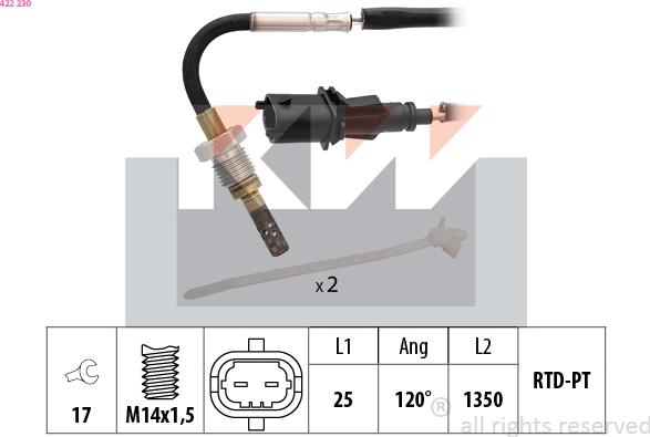 KW 422 230 - Датчик, температура выхлопных газов autosila-amz.com