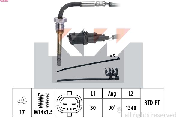 KW 422 237 - Датчик, температура выхлопных газов autosila-amz.com