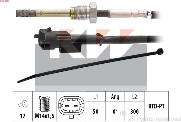 KW 422 228 - Датчик, температура выхлопных газов autosila-amz.com