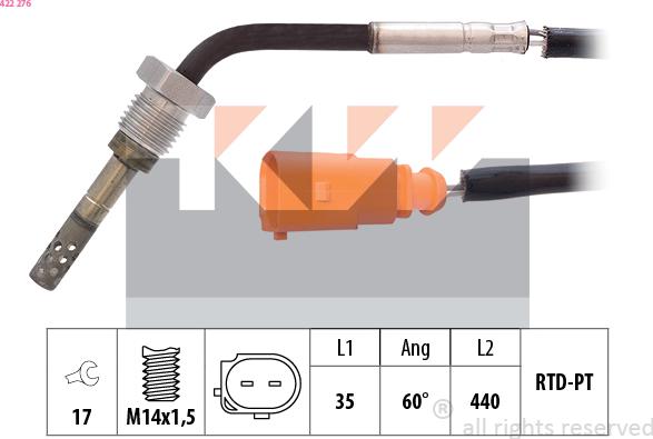 KW 422 276 - Датчик, температура выхлопных газов autosila-amz.com