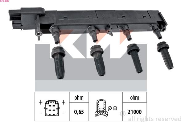 KW 470 408 - Катушка зажигания autosila-amz.com